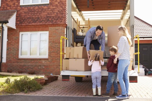 Local removals in Harringay with moving van near residential street