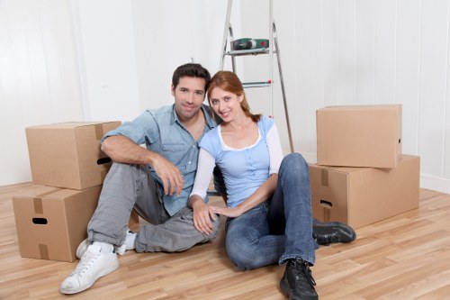 Packed boxes and furniture ready for local storage in Harringay